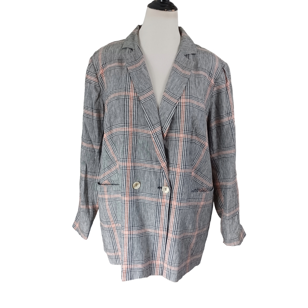 1 STATE PLAID DOUBLE BREASTED BLAZER SIZE 18W